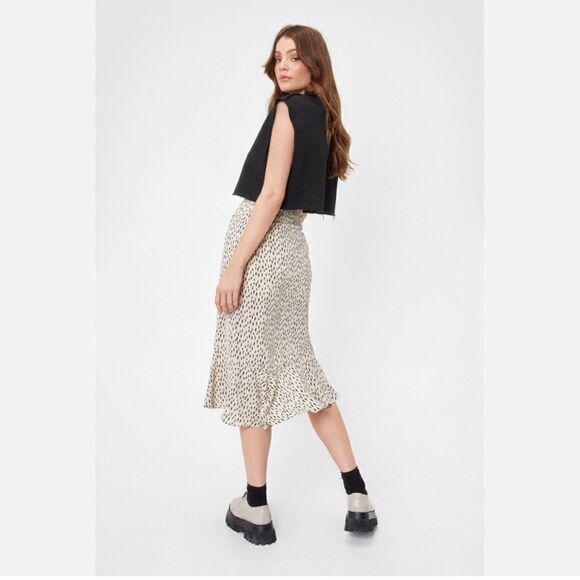 Nasty Gal Size 2 Midi Dress Ruffle Front Abstract - Picture 3 of 10